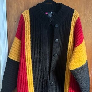 Vintage Black, Red, and Yellow Cardigan